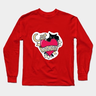 Black Cat Mom Tattoo Long Sleeve T-Shirt